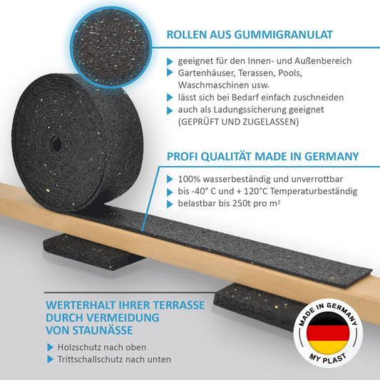 10,000 x 80 x 6mm terrace pad strips for terrace construction | Terrace pad roll made of rubber granules | Terrace spacers