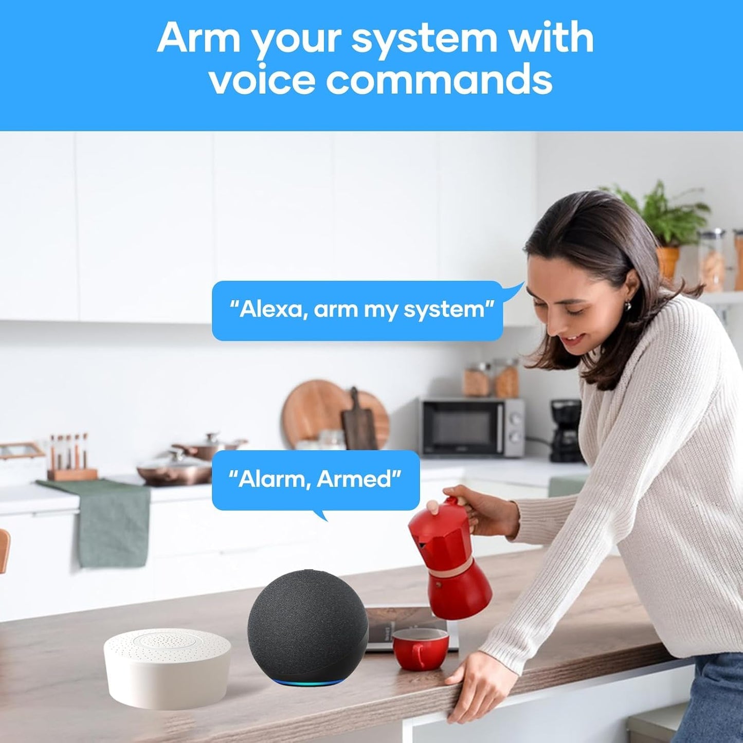 AGSHOME Wireless Alarm System, 15 Piece, WiFi, Security, Burglar System Wireless, 120 dB, Home Security Sets, Expandable - Compatible with Alexa, Google Assistant.
