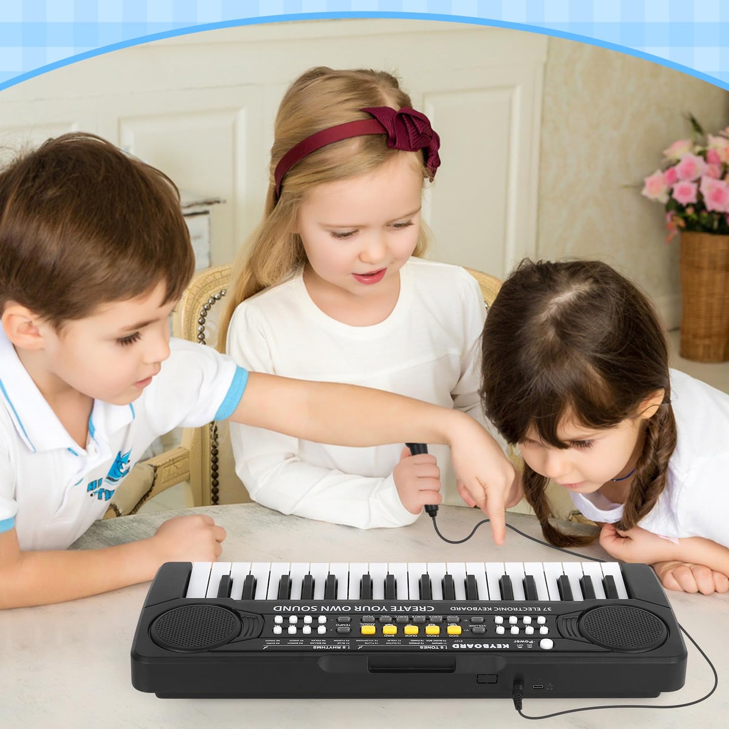 m zimoon Keyboard for Kids with Microphone, Portable Multifunctional Kids Keyboard 37 Keys for ages 3 and up, Musical Toy Piano Keyboard Learning Toy Gift for Boys Girls 3 4 5 6 Years
