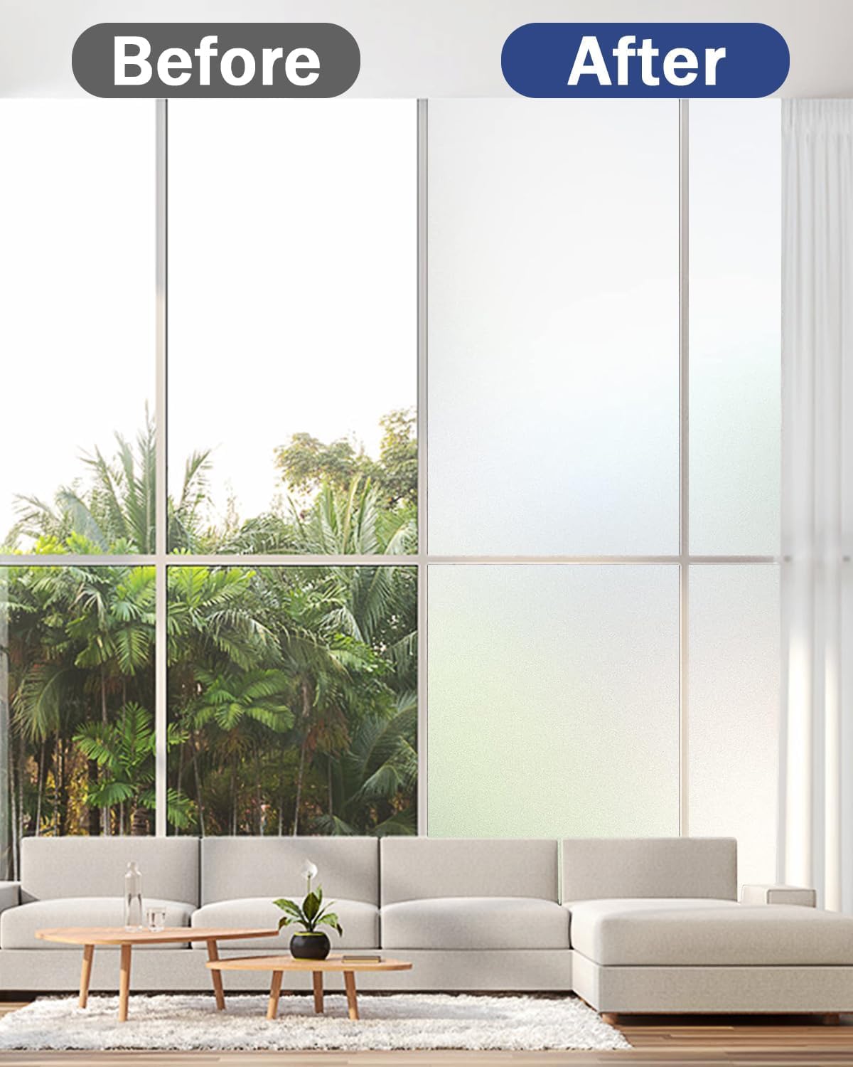 Antrect window film self-adhesive 70x400cm opaque window film from the outside, frosted glass adhesive window film privacy screen