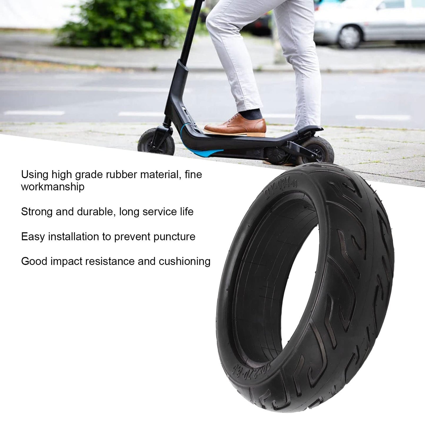 SUNGOOYUE 10x2.70-6.5 Solid Rubber Tire for Electric Scooter, Off-road Racing, Explosion-proof Scooter, Essential Tire Replacement.