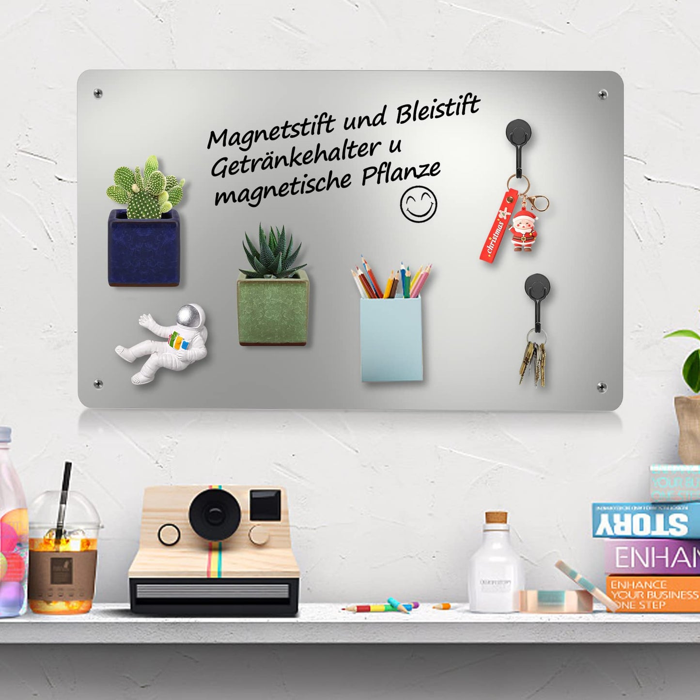 2 PACK 43.5 x 30 cm Stainless Steel Metal Magnetic Board - Magnetic board for displaying magnetic letters, numbers, animals, poems, spice cans, notes, photos, suitable for kitchen, cabin, closet