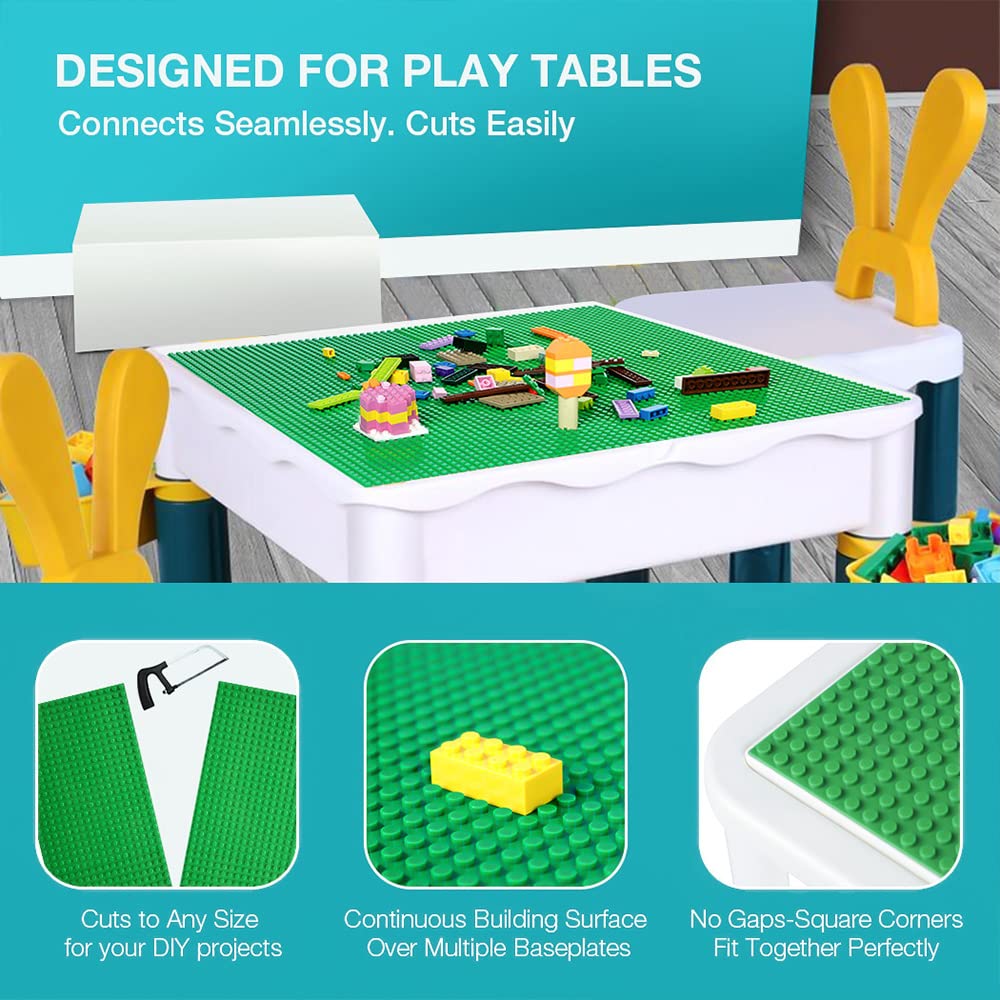 Lekebaby 6-Pack Building Plate Set Compatible with Most Brands, 25*25cm, White Blue Green Baseplate