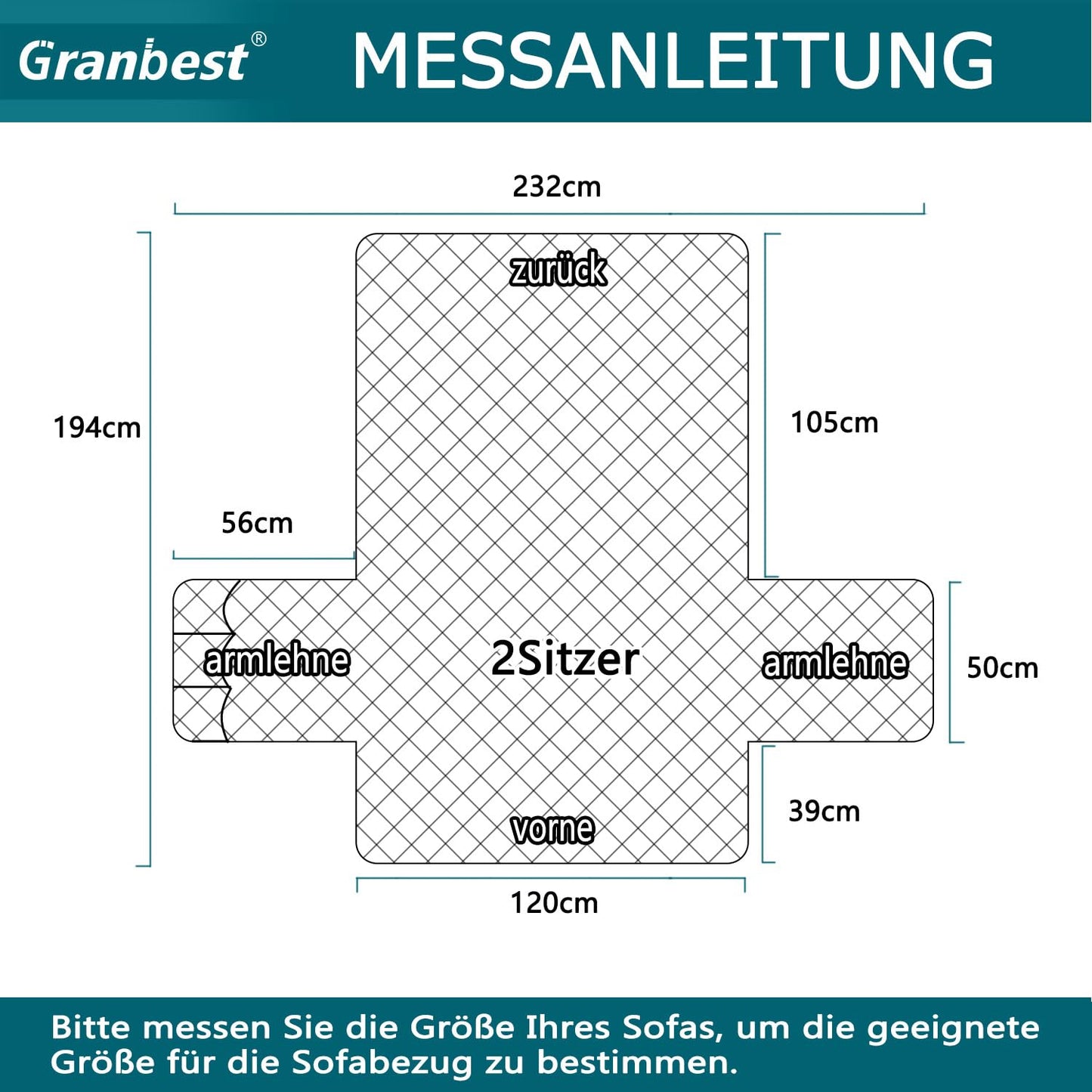Granbest waterproof sofa cover 2 seater anti-slip couch cover with elastic straps, washable sofa protection for kids, pets, dogs, cats (2 seater, camel)