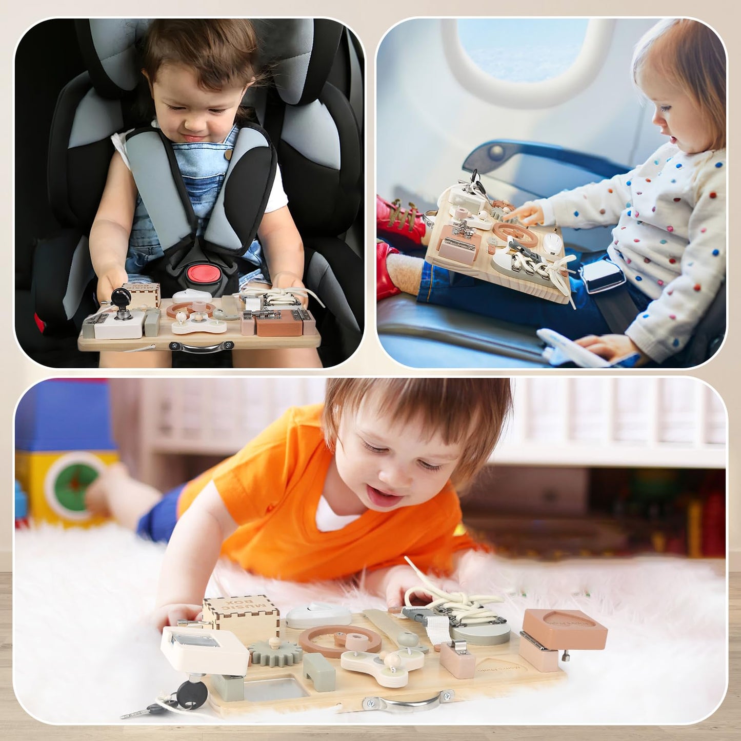 Joyreal Montessori Activity Board - Busy Board Motor Skills Montessori Toy Board Motor Skills Toy Sensory Board