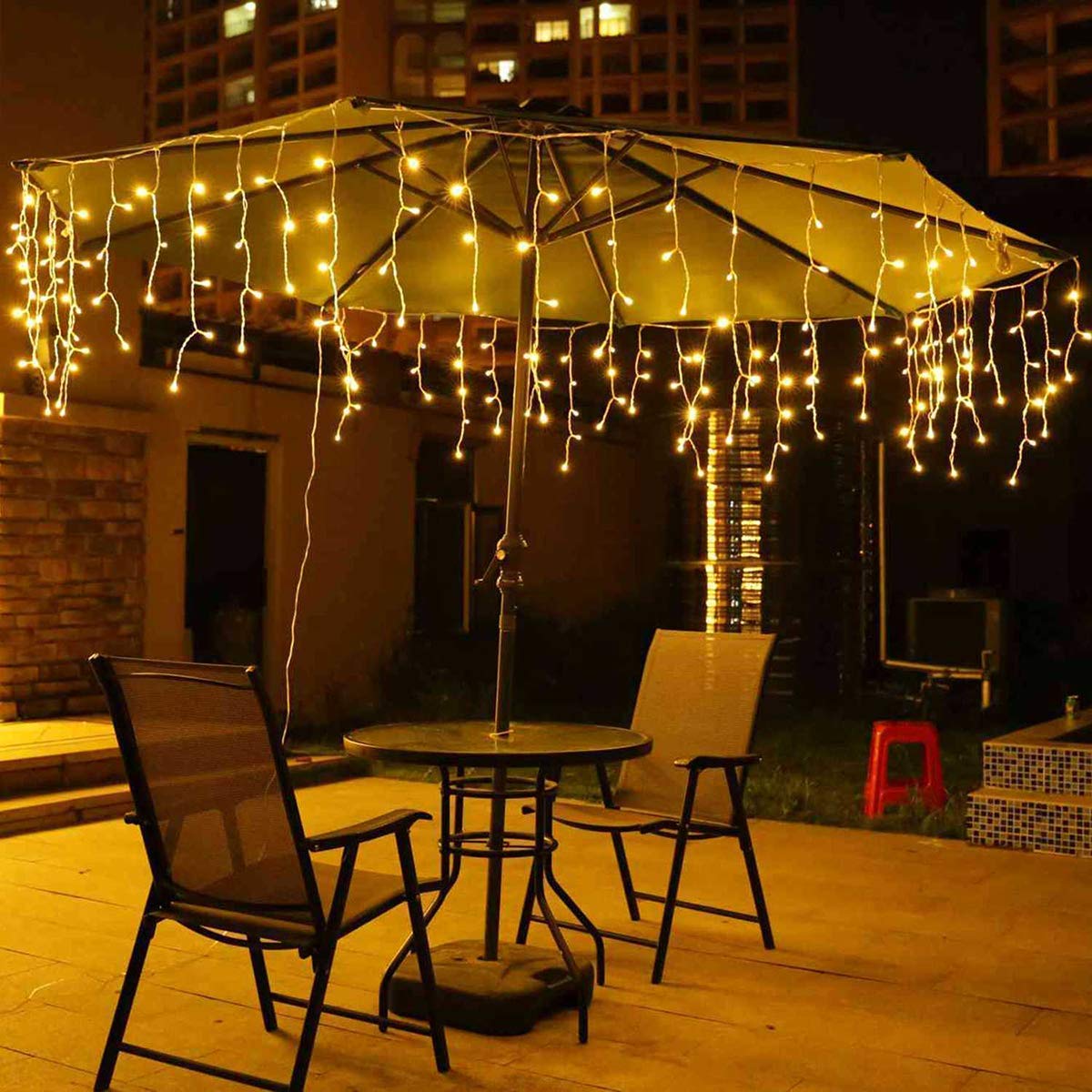 BrizLabs 240 LED Christmas Lights Outdoor Icicle Lights Warm White Curtain Lights Christmas Decorations 8 Modes Indoor Icicle String Lights Curtain for Party, Wedding, Garden