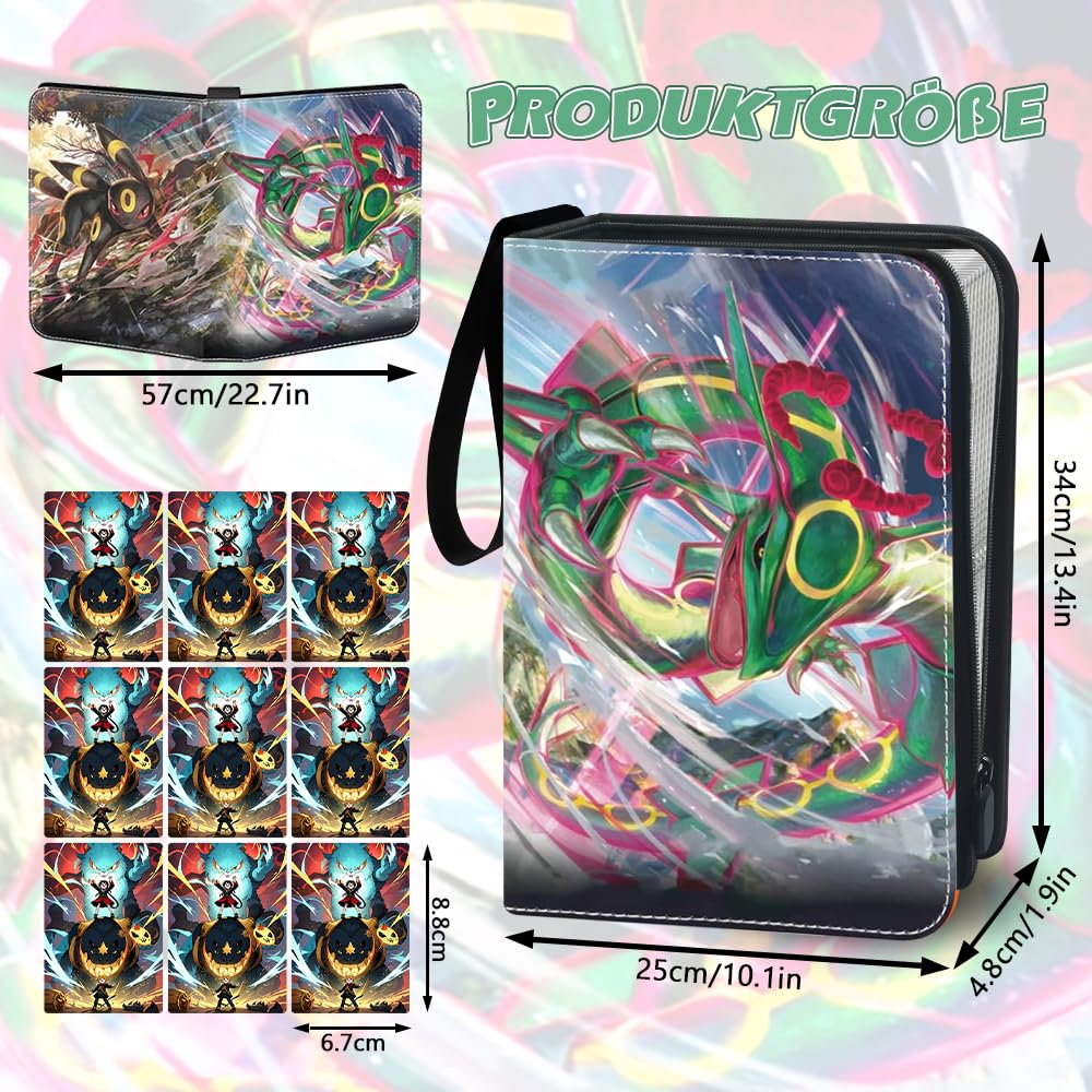 JATERWI Large 900 Card Capacity Trading Card Album, 50 Pages Binders for Cards High-quality Waterproof PU Leather with Zipper.