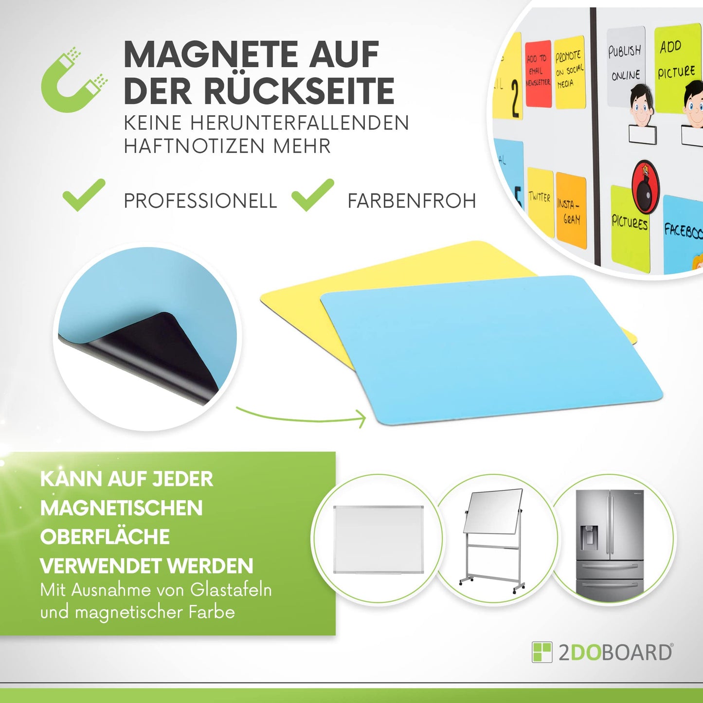 2DOBOARD Scrum and Kanban Board Set for Whiteboard - Writable magnets, magnetic lines, avatar, danger, and smiley magnets for labeling - Basic set 122 pieces