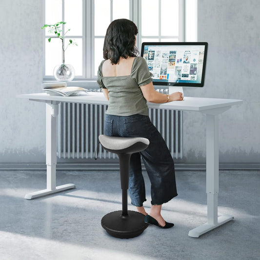 IWMH Ergonomic Work Stool, Height Adjustable Standing Aid, Breathable Sit-Stand Stool 360° Rotatable, Ergonomic Standing Stool Office, Gray (Gray)