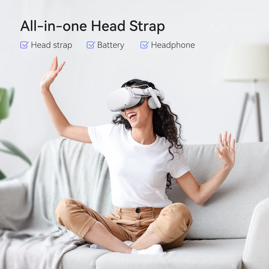 KIWI design Comfort Battery Audio Head Strap is compatible with Quest 2 accessories, AIO All-in-One headphones, Elite Strap Battery Pack replacement.