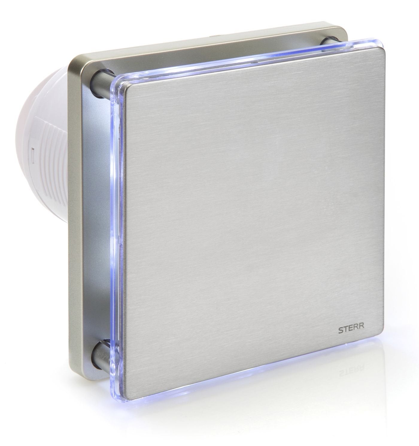 STERR 4" Silver Bathroom Extractor Fan with LED + Timer - Bathroom Ventilation Fan - Stainless Steel Front Cover - Modern Design - BFS100LT-S - 10 W