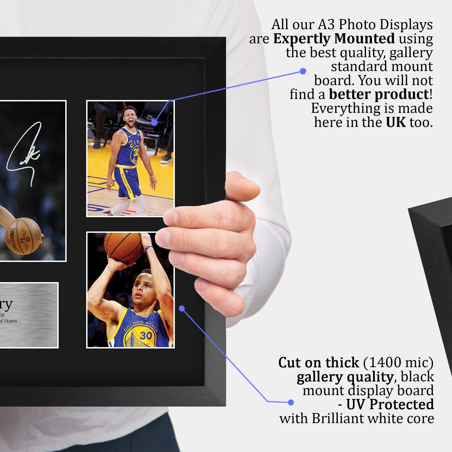 HWC Trading FR A3 Steph Curry Golden State Warriors Gift Printed, Signed Autograph Presentation Display For Basketball Memorabilia Fans - A3 Framed