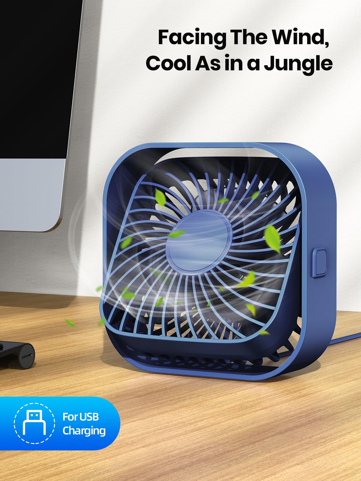 TOPK USB Fan 2 Pack Mini Desk Fans Quiet Operation, USB Powered Desk Fan, 3 Speeds and 360° Rotatable Head for Home Office Bedroom Desk Desktop
