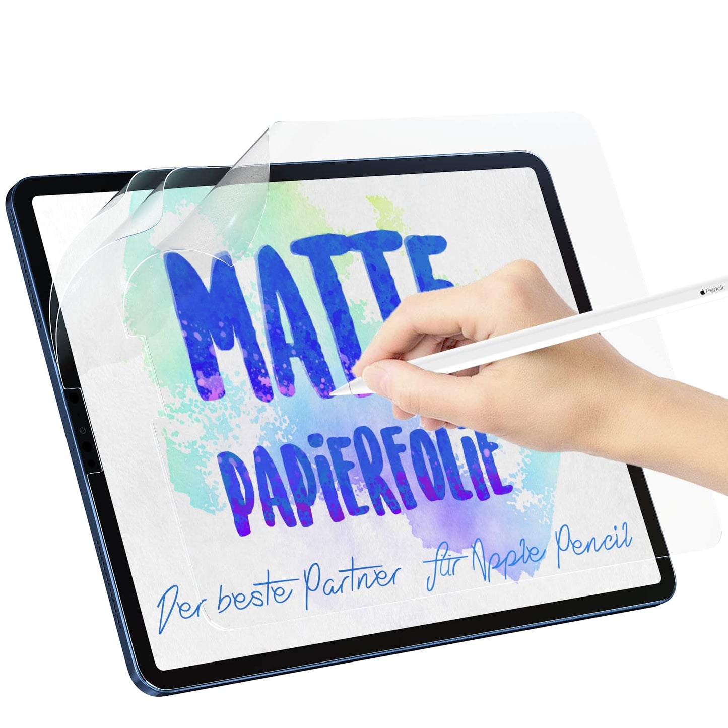 3 pieces matte paper film compatible with iPad 7th/8th/9th generation (10.2 inches, 2019/2020/2021). PET screen protector for writing and drawing, providing a glare-free feel.