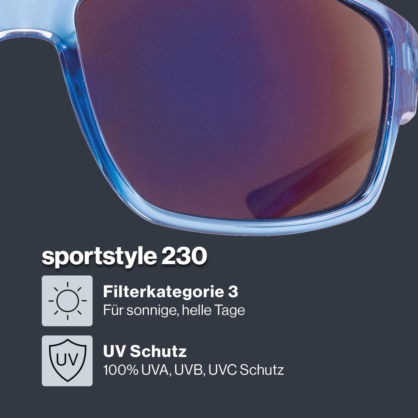 uvex sportstyle 230 - Sport sunglasses for men and women - strong protection against sunlight - 100% UVA, B, C protection - clear blue/mirror blue - one size