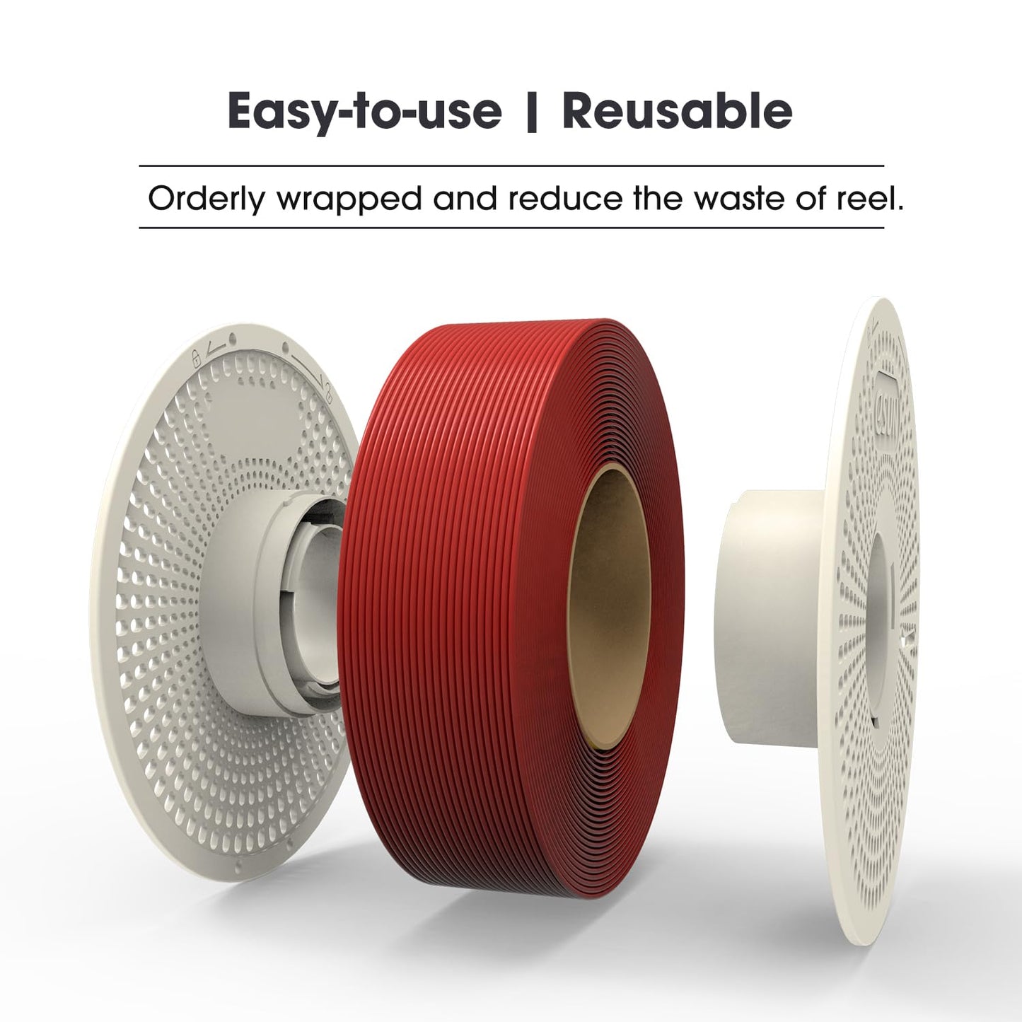 eSUN PLA+ Refill Filament and Spool Kit, Refill Spoolless PLA Plus 1.75mm and Removable Filament eSpool+, 1KG (2.2 LBS) for 3D printers, cool white