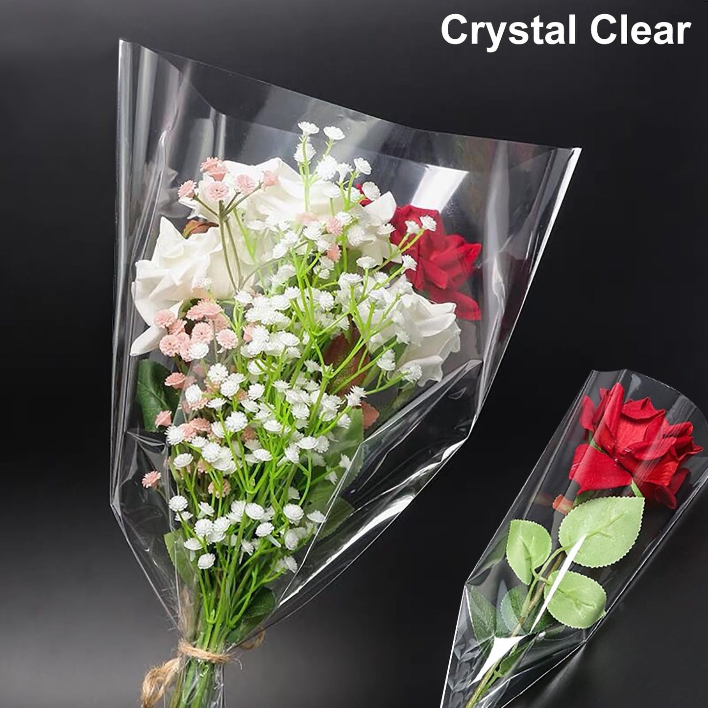 86CM x 30M Clear Gift Wrap Transparent Cellophane Roll 3 Mil Thickness Cellophane Film Gift Paper Wedding Clear Wrapping Film Crystal Clear Packaging Paper for Flowers Gift Baskets Easter Christmas