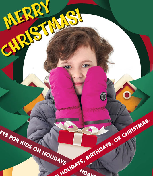 AROMA SEASON Heated Gloves for Kids with Battery | Heated Mittens for Toddlers | High heat and battery performance | High-quality workmanship (pink, L/XL)