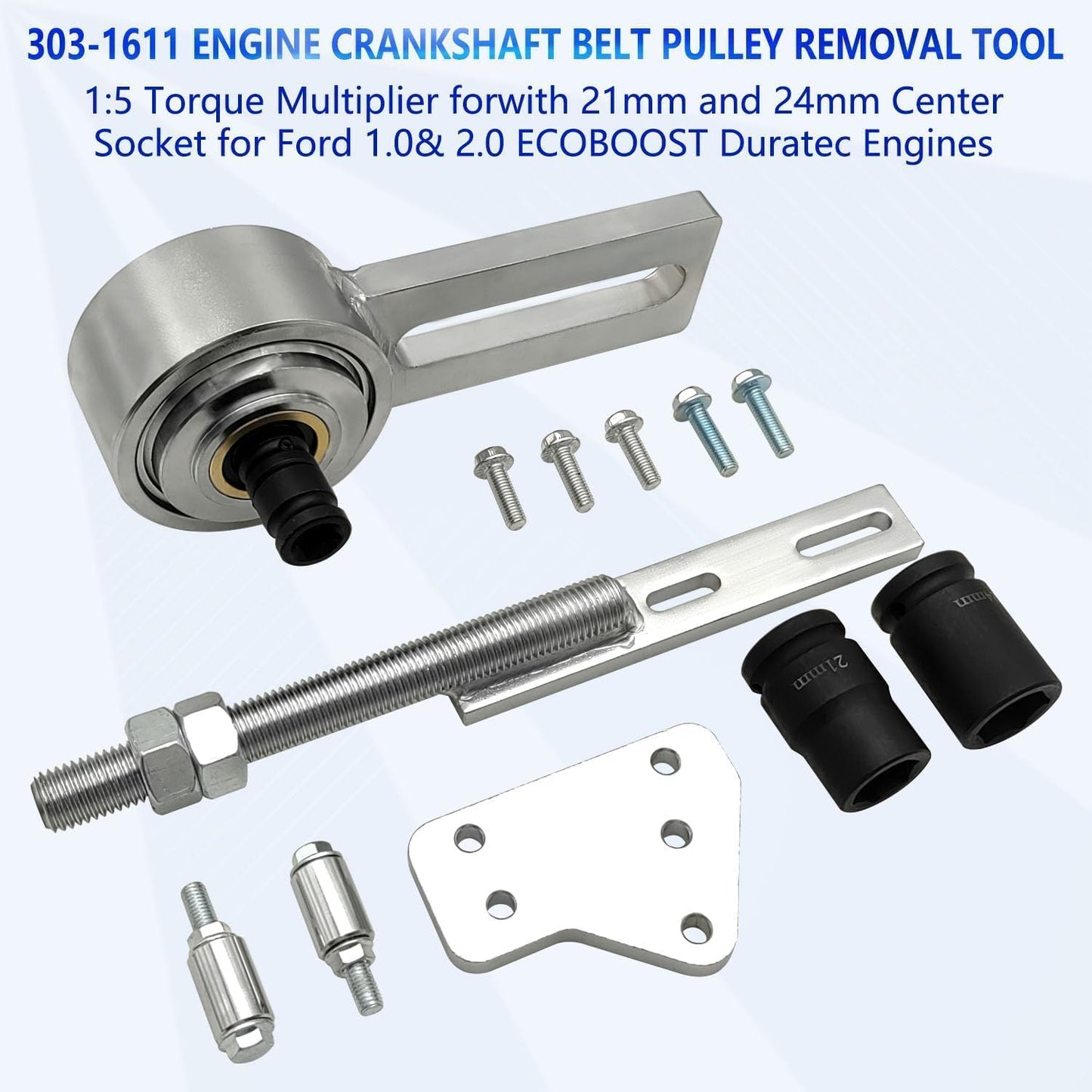ZKTOOL Motor Crankshaft Pulley Puller Tool Compatible with Ford 1.0T ECOBOOST Pulley Adjusting Tool 303-1611 303-1611-01 303-1611-02
