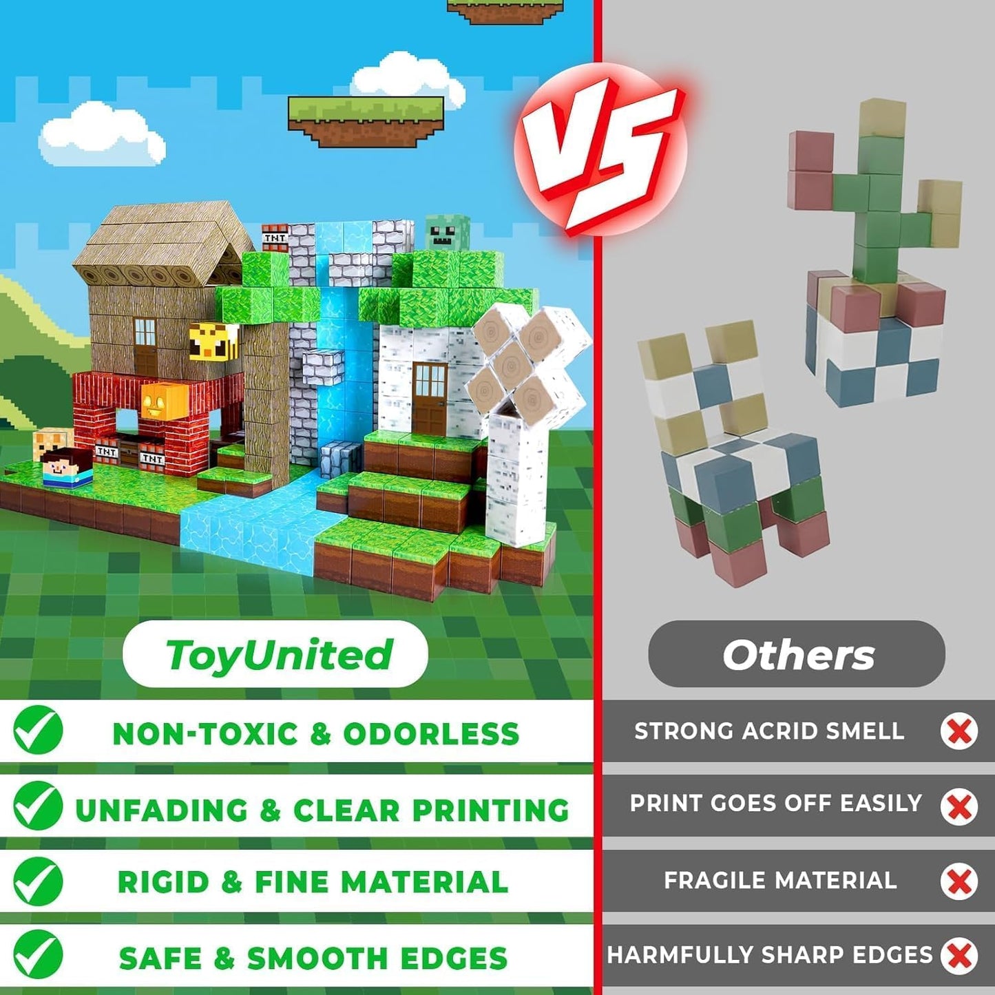 ToyUnited Magnetic Building Blocks, stackable magnetic forest set, STEM Montessori, sensory toy for kids, boys, girls, ages 3-10.