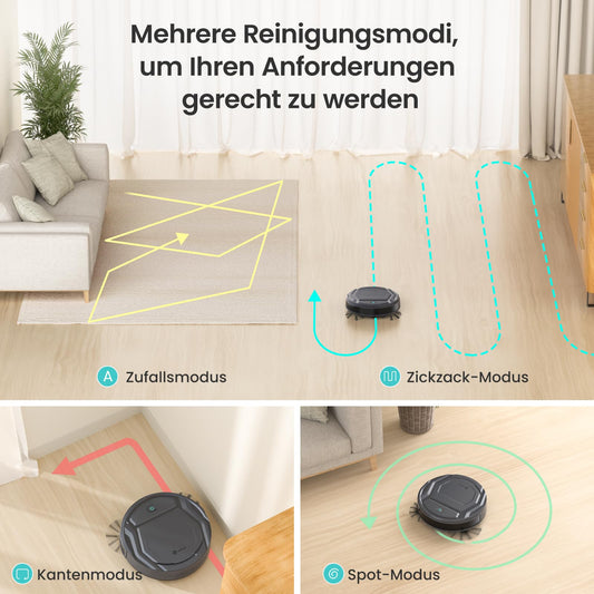 LEFANT M210PG robot vacuum with 2200 Pa, WiFi, compatible with Alexa and app control, 120 min runtime, optimized for carpets, pet hair, and hard floors with charging dock.