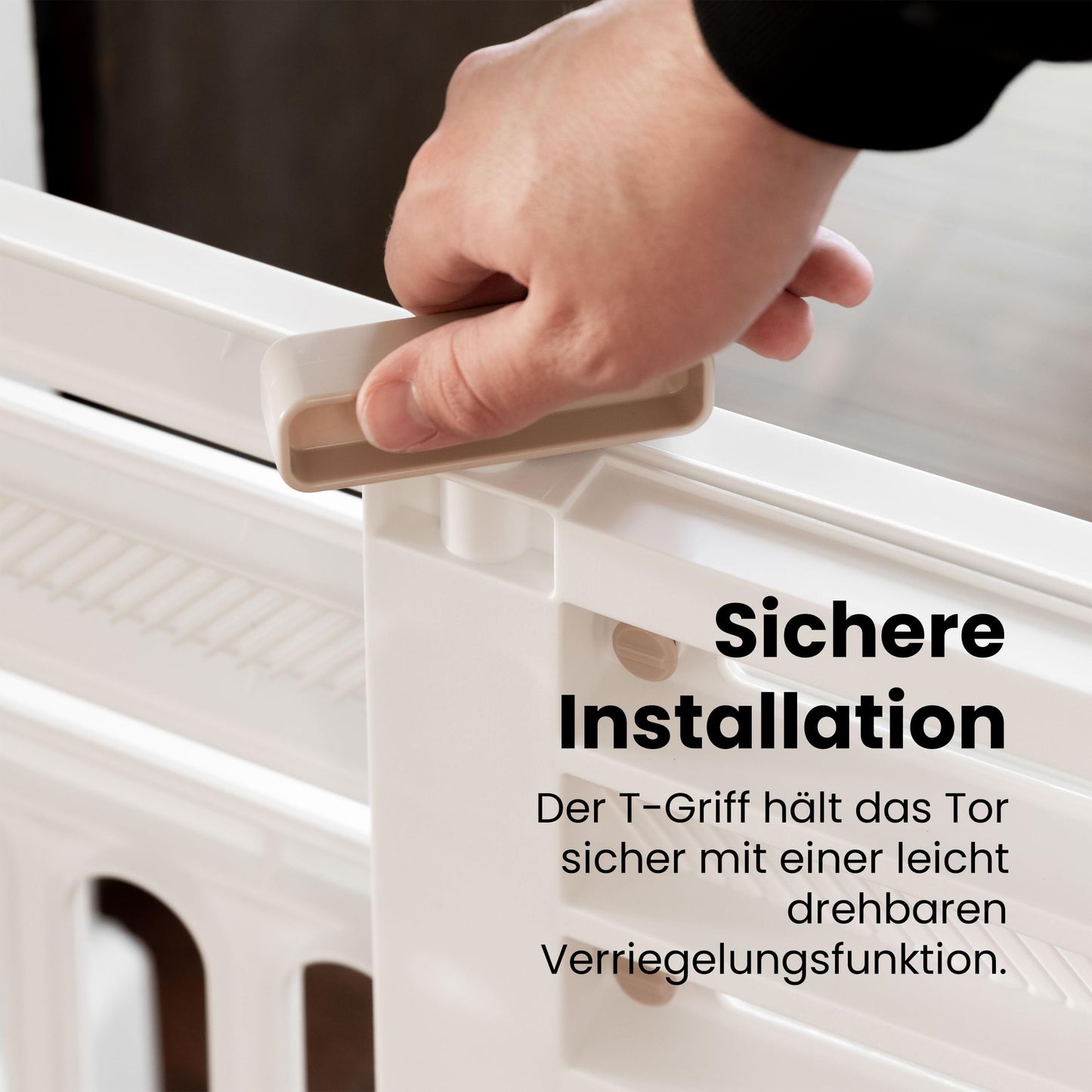 Iris Ohyama, Plastic Safety Fence, easy to install and clean, pet barrier, L64 x W61 x H5 cm, single unit, BPA-free, no drilling, PBR-600, dogs, White/Almond