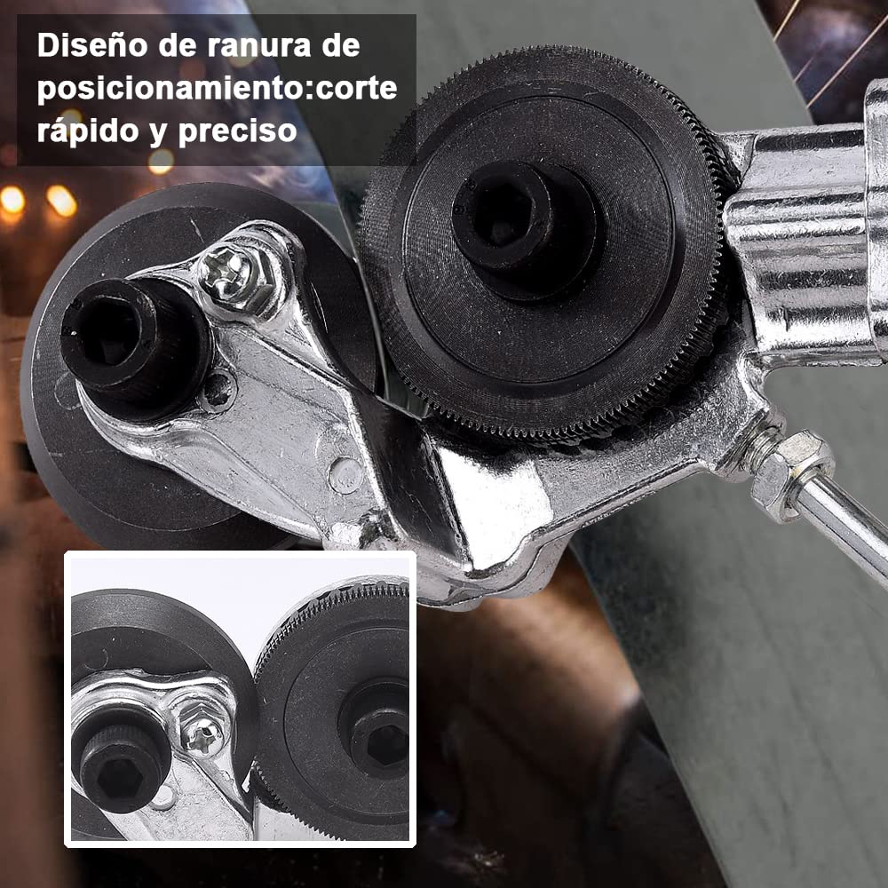 Metal nibbler drill attachment with adapter, Electric plate cutter for drill, Electric drill plate cutter, Sheet metal cutter for cutting iron, tinplate, steel, copper, aluminum.