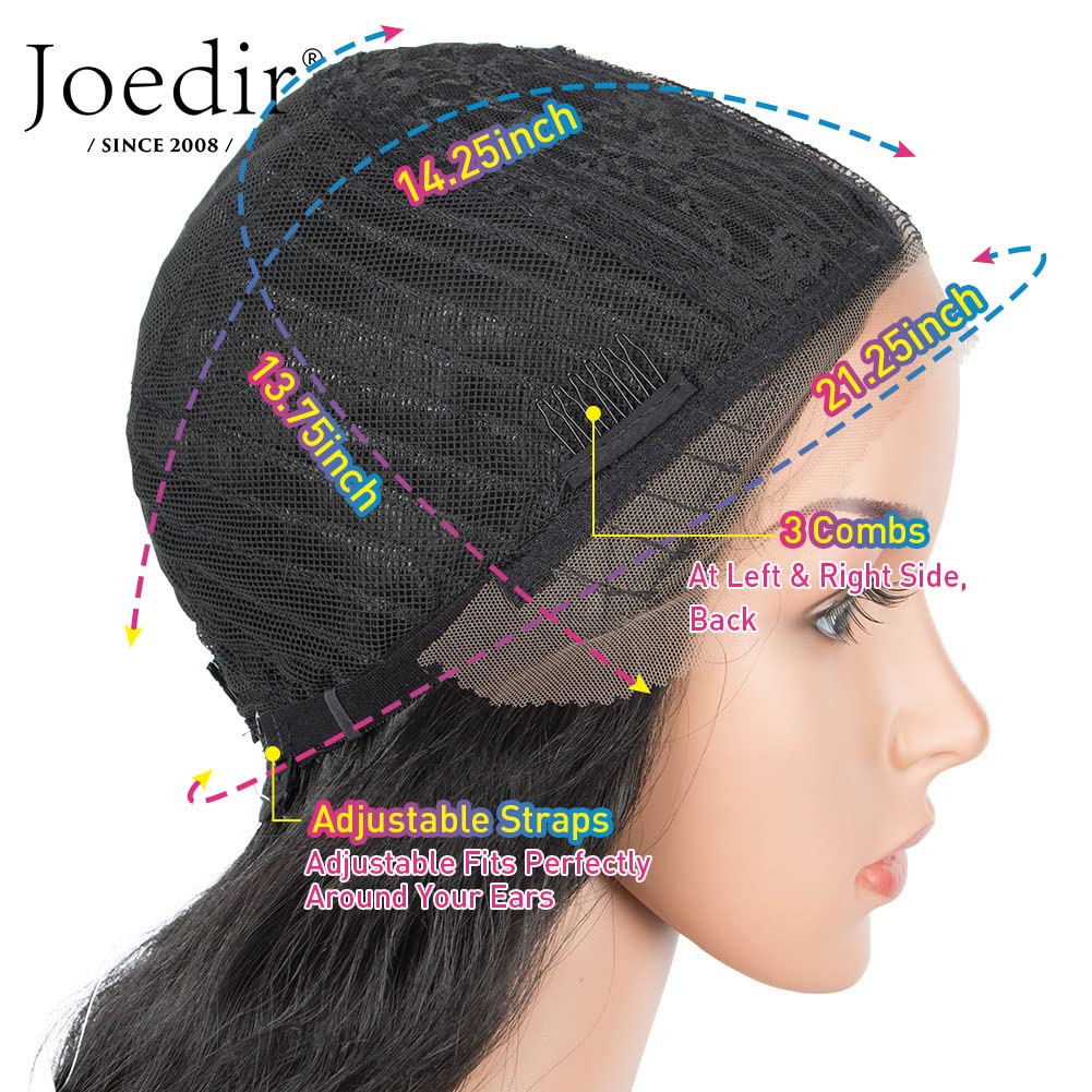 Joedir Lace Front Wigs 76CM long wavy synthetic wig deep part HD transparent lace with baby hair for women 130% density wigs (black)