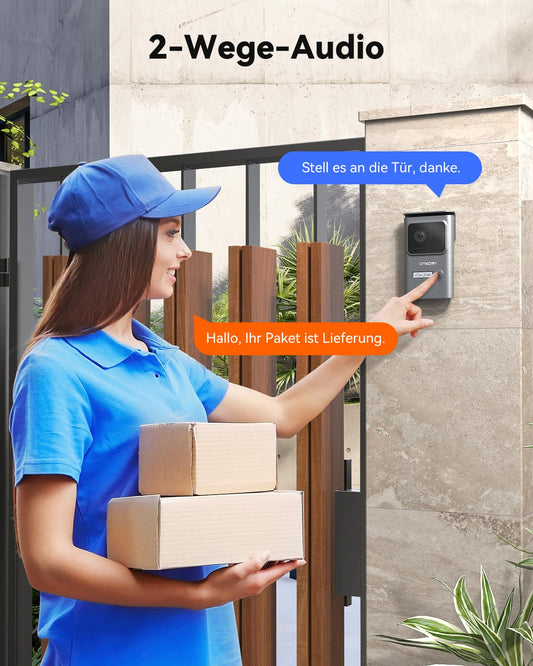 TMEZON Video Door Intercom 2 Wire, Doorbell with Camera and 7'' Monitor, Intercom with Door Opener, Plug & Play, Night Vision, Two-Way Audio, Unlock via Monitor