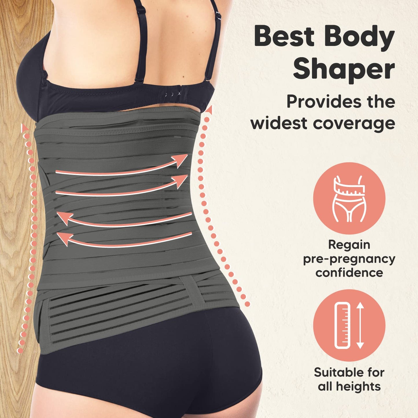 KeaBabies Revive 3 in 1 Postpartum Belt for Women - Belly Belt After Birth C-Section, Postpartum Recovery Belt, Belly Wrap After Birth, Pregnancy Belly Band (Mystic Gray, M/L)