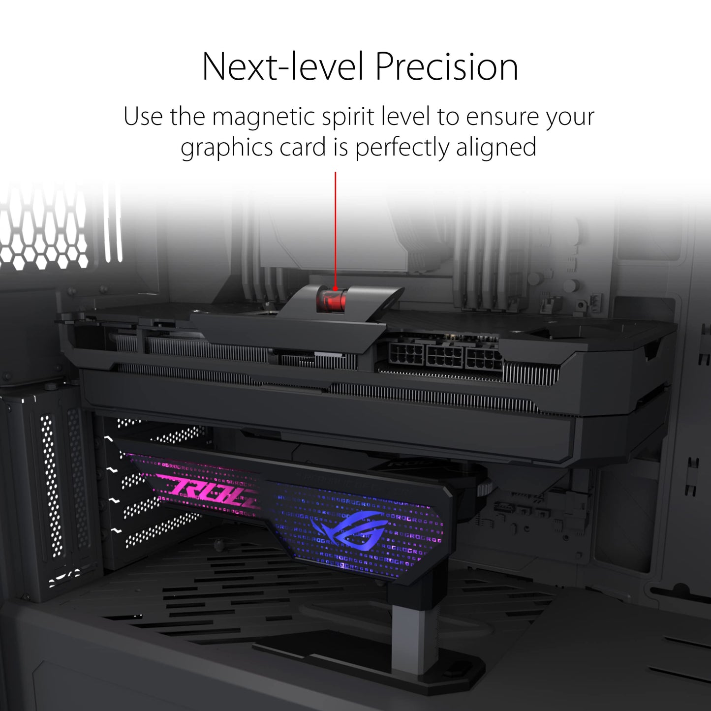 ASUS ROG Herculx graphics card holder (support height 72-128 mm, tool-less installation, built-in level, Aura Sync, Black)