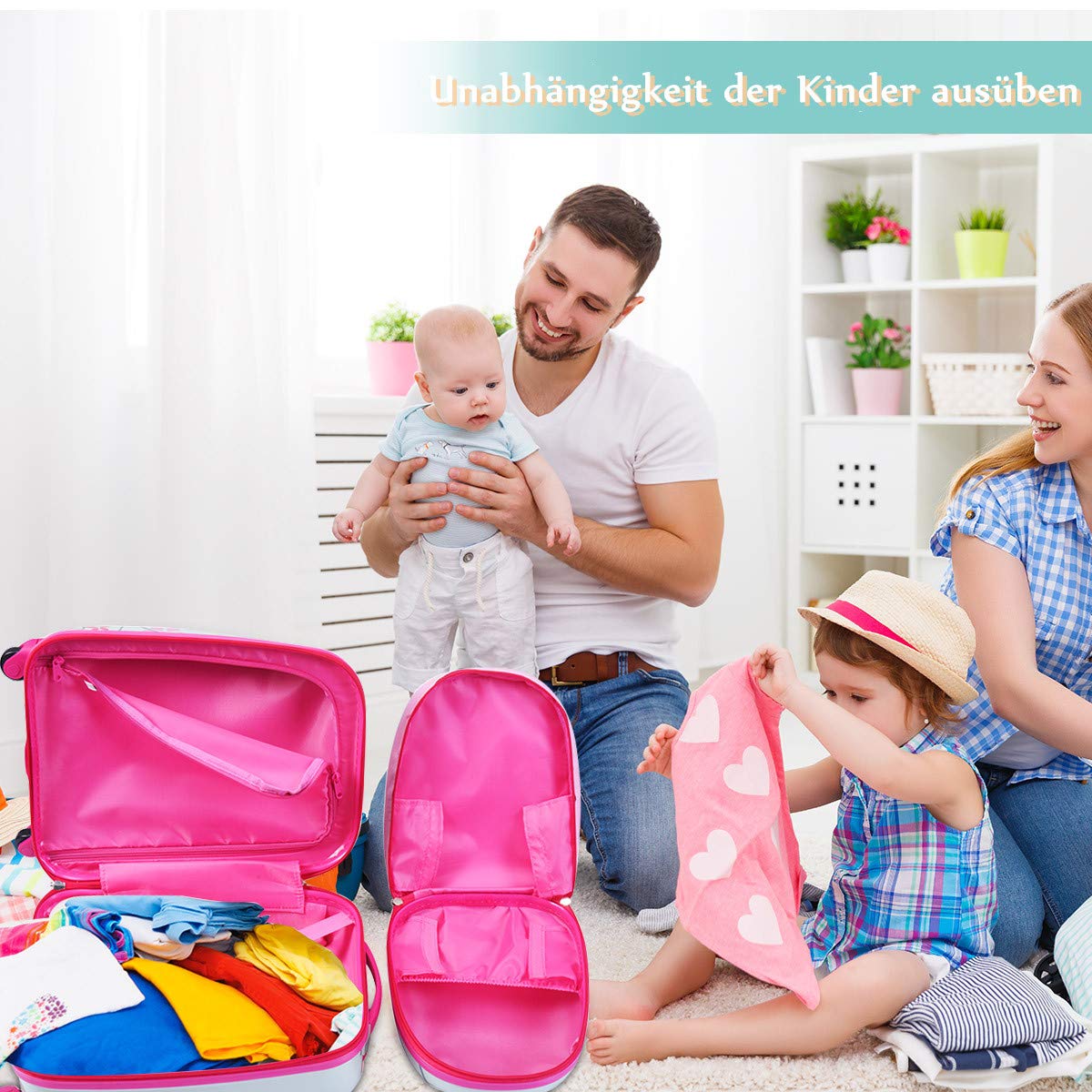 RELAX4LIFE Kids Suitcase with Wheels, 2 Piece Kids Luggage Set, Suitcase (16 inch) + Backpack (12 inch), Travel Suitcase for Kids, Kids Luggage, Travel Luggage, Kids Trolley, ABS Hard Shell Suitcase (Model 3)
