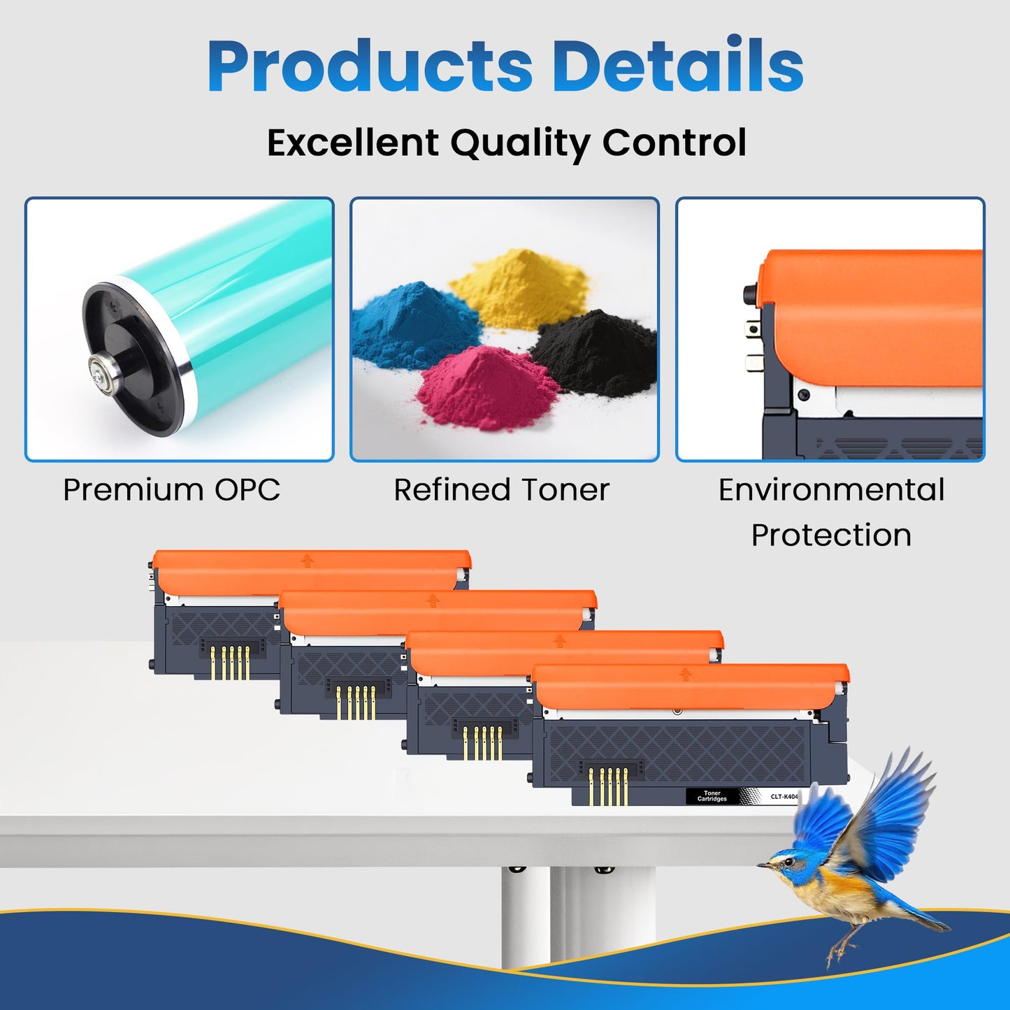 Jhaan CLT-P404C P404C multipack toner for Samsung C480W Xpress SL C480FW C480 C430W C48X C430 C480FN CLT-K404S CLT-Y404S CLT-C404S CLT-M404S C43X series (black cyan yellow magenta)