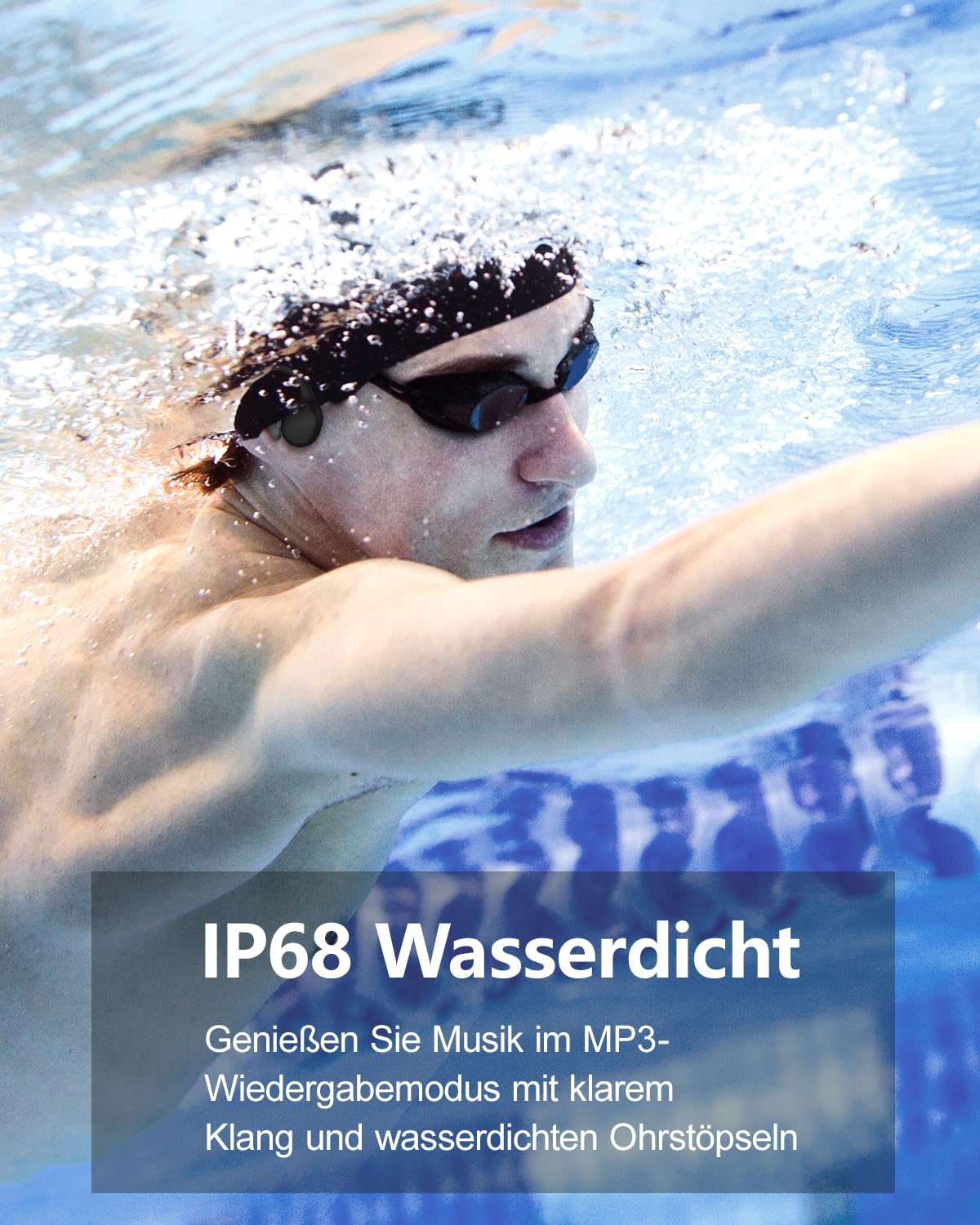 Swimming headphones, bone conduction Bluetooth 5.3, sports 32G storage, IPX8 waterproof, underwater with MP3 player, open ear for running.