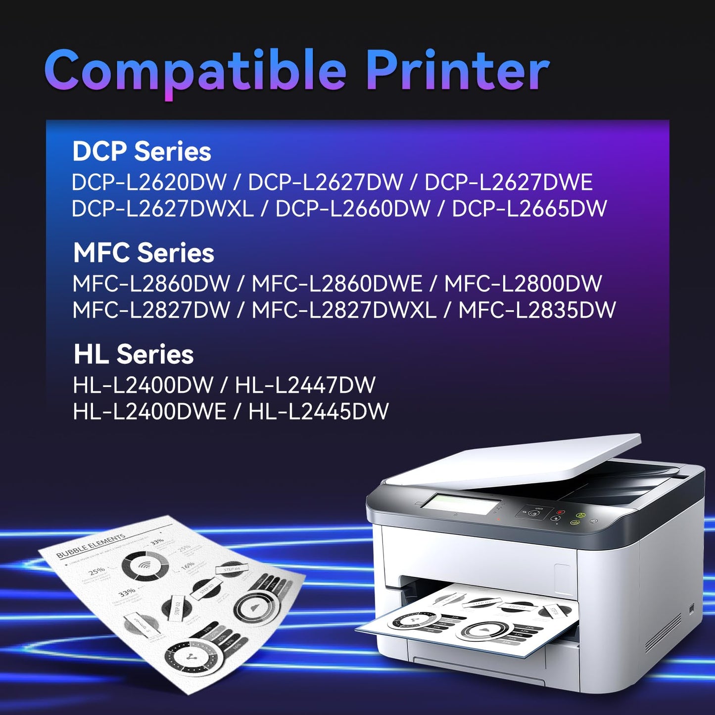 ZIPRINT TN2510XL TN-2510XL Compatible for Brother HL-L2400DWE Toner TN2510XL for Brother MFC-L2835DW Toner MCF-L2800DW MFC-L2827DW MFC-L2860DWE DCP-I2620DW DCP-L2627DW DCP-L2660DW (Black*2P)