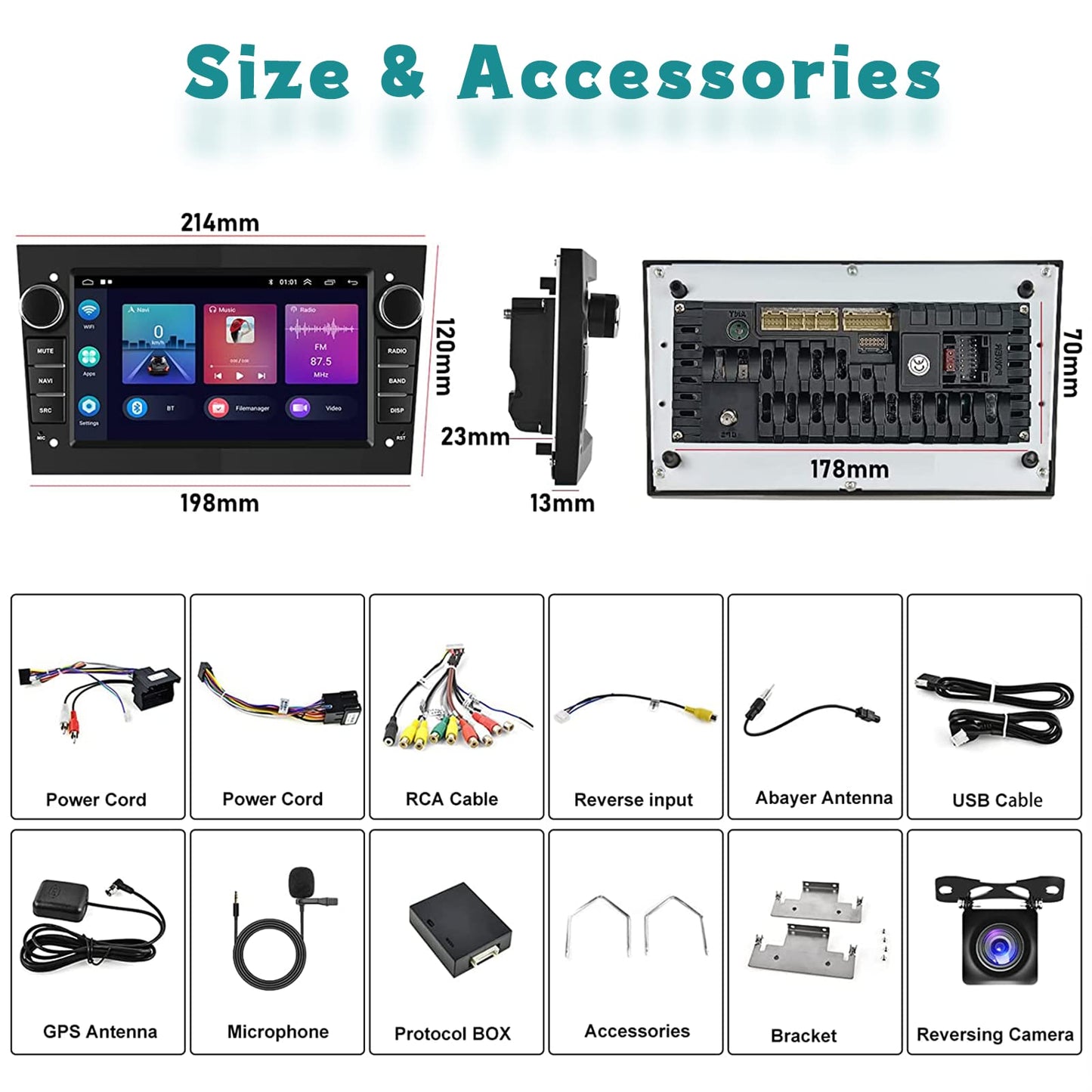 1+32GB Android 13 Car Stereo with Wireless Carplay Android Auto for Opel Corsa Astra Vectra Zafira Meriva Vivaro 2 DIN with 7-inch screen with Navigation Bluetooth WiFi FM/RDS + AHD Reverse Driving