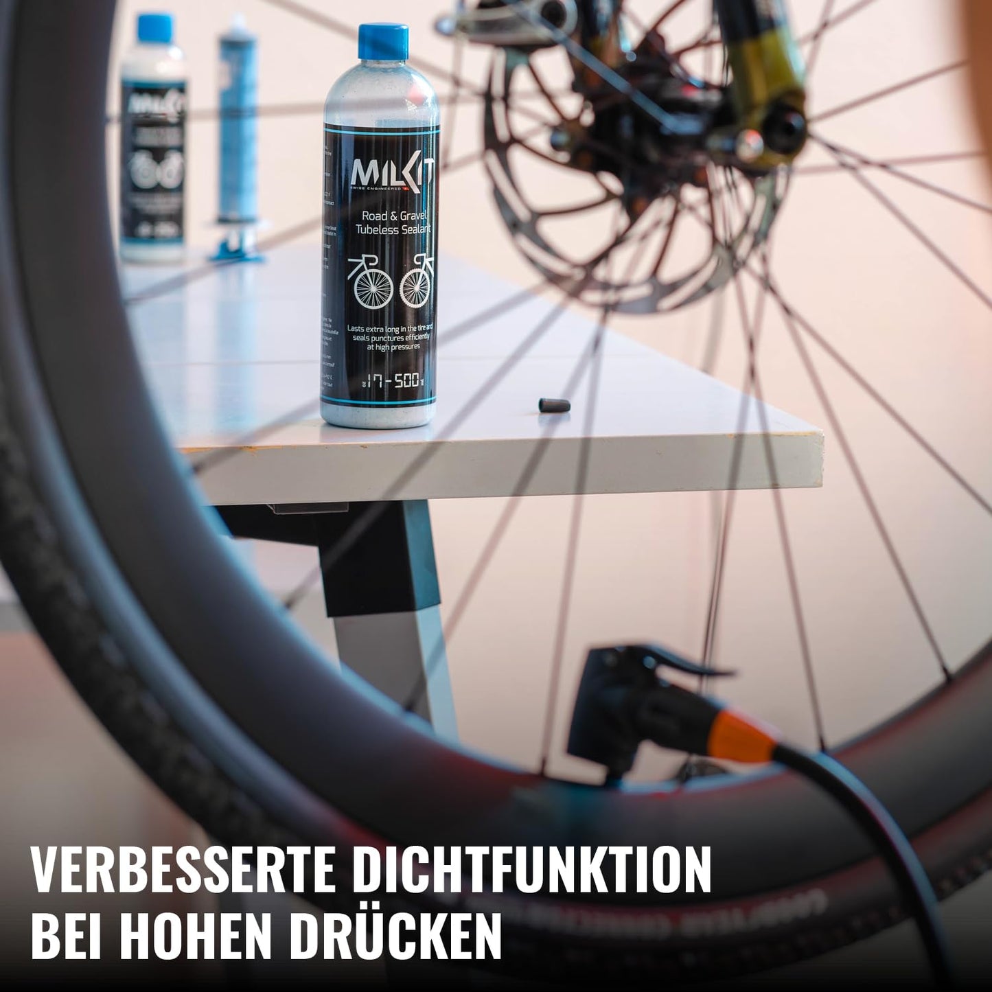 milKit Tubeless Sealant for road bike & gravel, in a 250 ml bottle - bicycle tire sealant - Tubeless milk for bike tire sealing