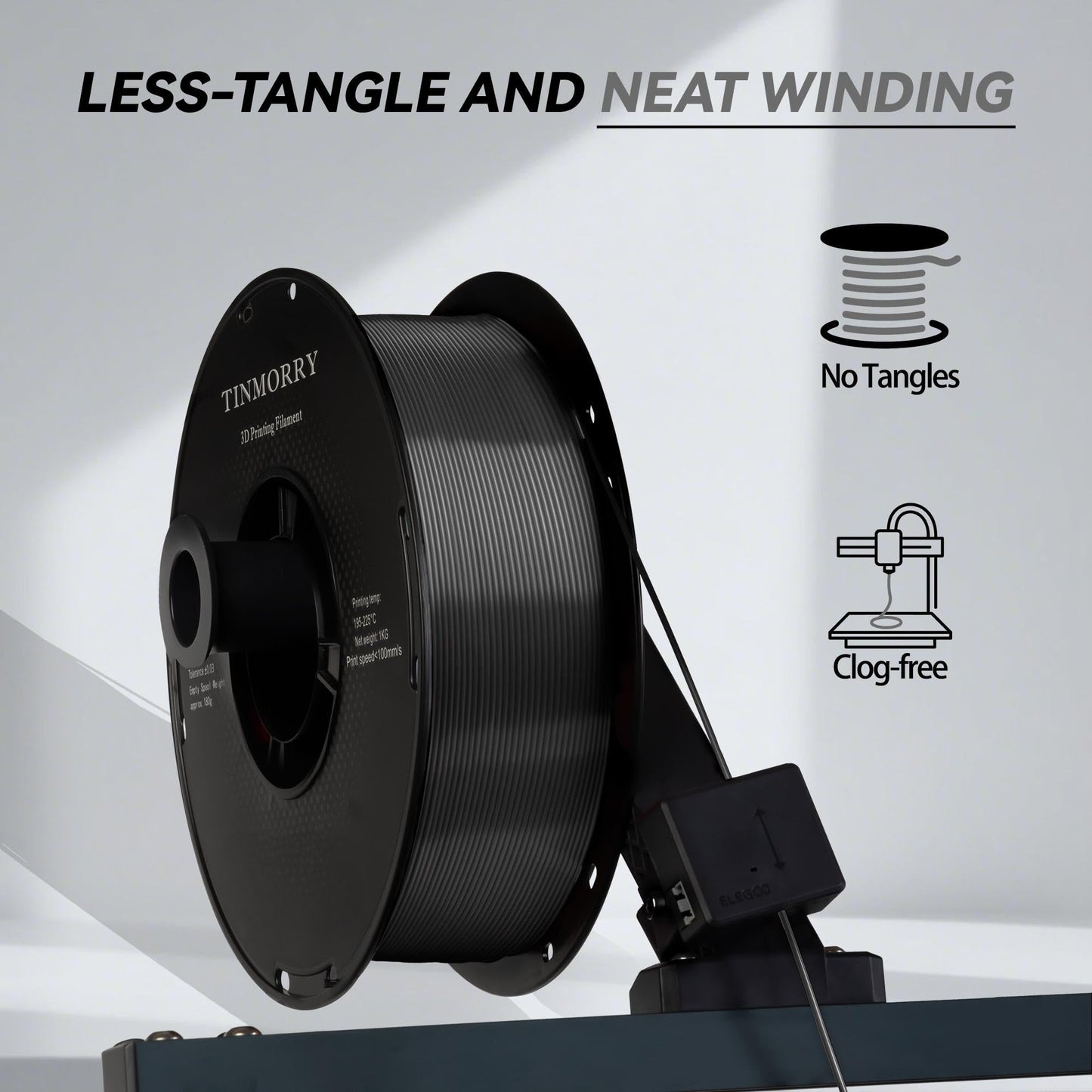 Silk PLA Filament 1.75mm, TINMORRY 3D Printer Filament, 1kg, 1 Spool, Iron Black