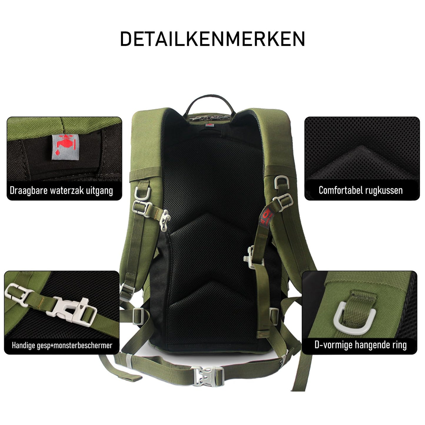 TANTOMI hiking backpack for men made of nylon with good ventilation. Large capacity, suitable for camping and hiking. 52x29x17cm, 851g.