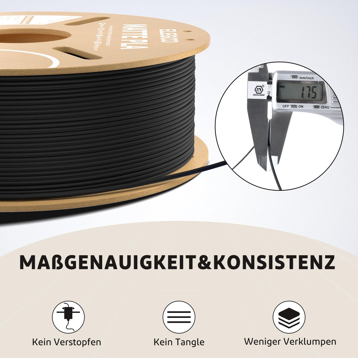 ELEGOO Matte PLA Filament Matte Beige 1KG, 1.75mm 3D Printer Filament Accuracy +/- 0.02mm, 1kg spool (2.2lbs) for Most 3D Printers