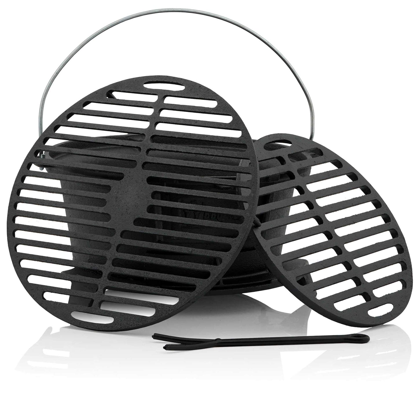 BBQ-Toro cast iron grill pot with grill grate | (W) 32 x (D) 33 x (H) 18 cm | Hibachi style grill with grate lifter | Charcoal camping grill, cast iron fire pot, BBQ grill, Dutch oven station