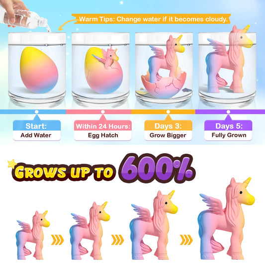 Unicorn Hatches Rainbow Eggs for Kids - 6-Pack Unicorn Gifts for Girls & Boys, Birthday and Easter Gifts for Kids 3 and Up - Girl Gifts for 3 4 5 6 7 8 Years
