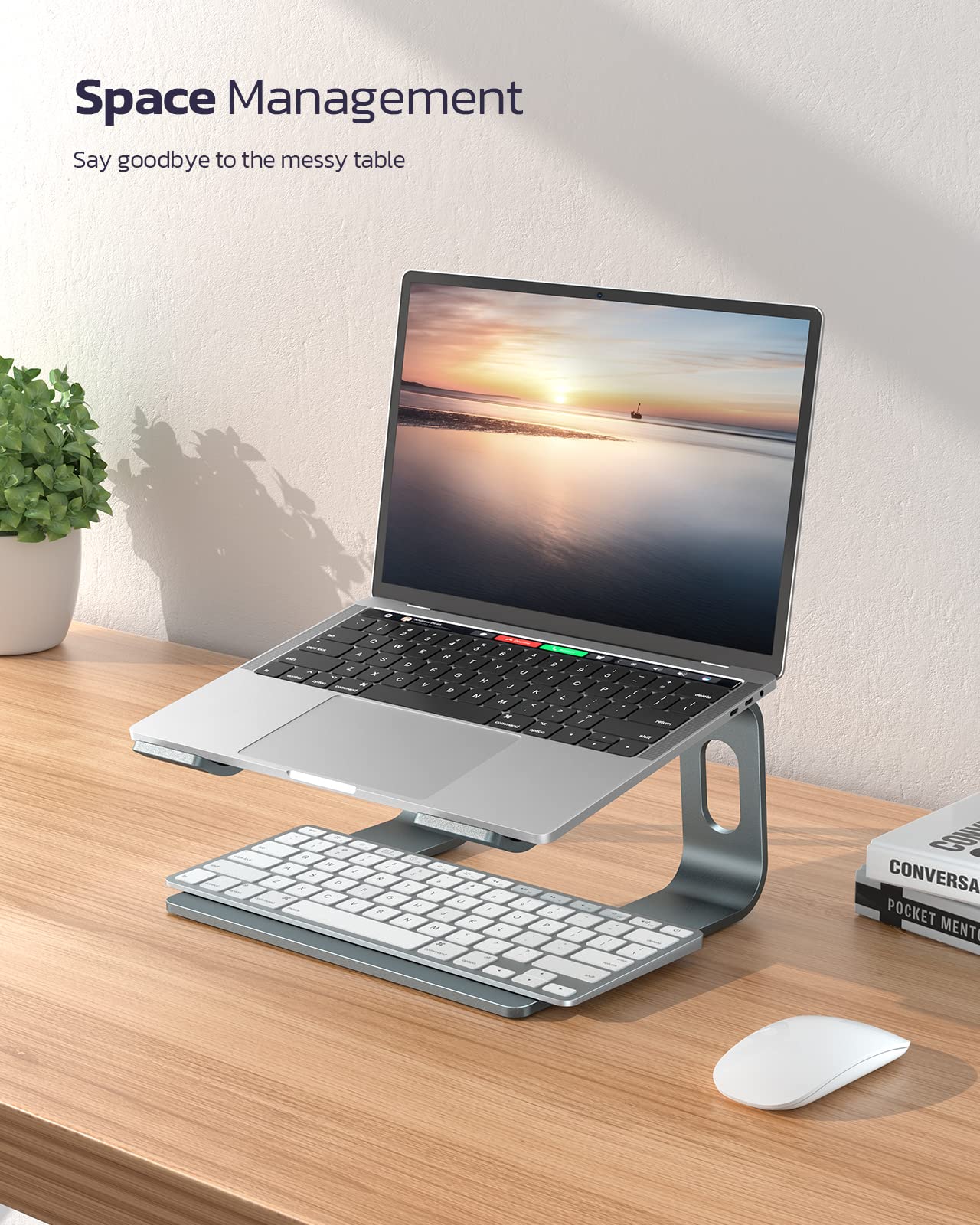 Nulaxy Aluminum Laptop Stand, Ergonomic Detachable Laptop Holder for Desk with Ventilation, Notebook Stand Compatible with MacBook, Dell, HP, Samsung, Lenovo, 10-16 Inch Laptops, Gray