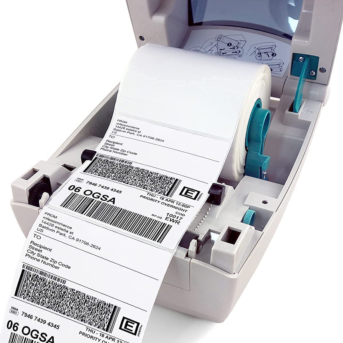 4 Rolls of 4" x 6" (100mm x 150mm) Direct Thermal Shipping Labels Adhesive Labels for Mailing Addresses Shipping Labels (250 Sheets/Rolls)