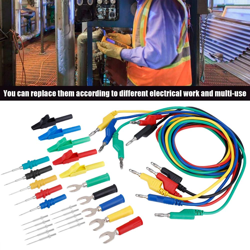 4mm banana plug test lead set P1036B with alligator clips, U probes for multimeter testing.