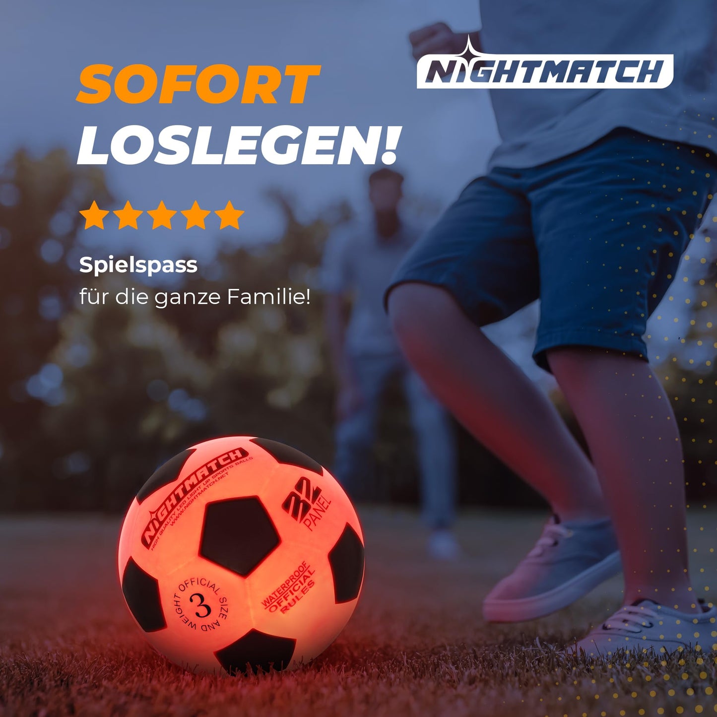 NIGHTMATCH LED Light Up Soccer Ball | Soccer | Official Size 3 | Waterproof | Glows in the Dark | Soccer for Kids & Adults | Illuminated Soccer Ball | Indoor & Outdoor.