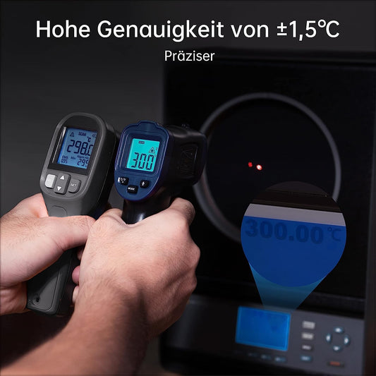 ERICKHILL Infrared Thermometer -50 ℃ ~ 600 ℃ Non-contact digital laser temperature gun with LCD display, adjustable emissivity - suitable for cooking/grilling/freezing, with meat probe.