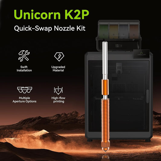 Creality Unicorn K2P Quick-Swap Nozzle 0.2mm for K2 Plus, Creality Hi 3D Printer, hardened steel nozzles, all-metal integrated for printing PLA, ABS, PETG, TPU, PP, PC