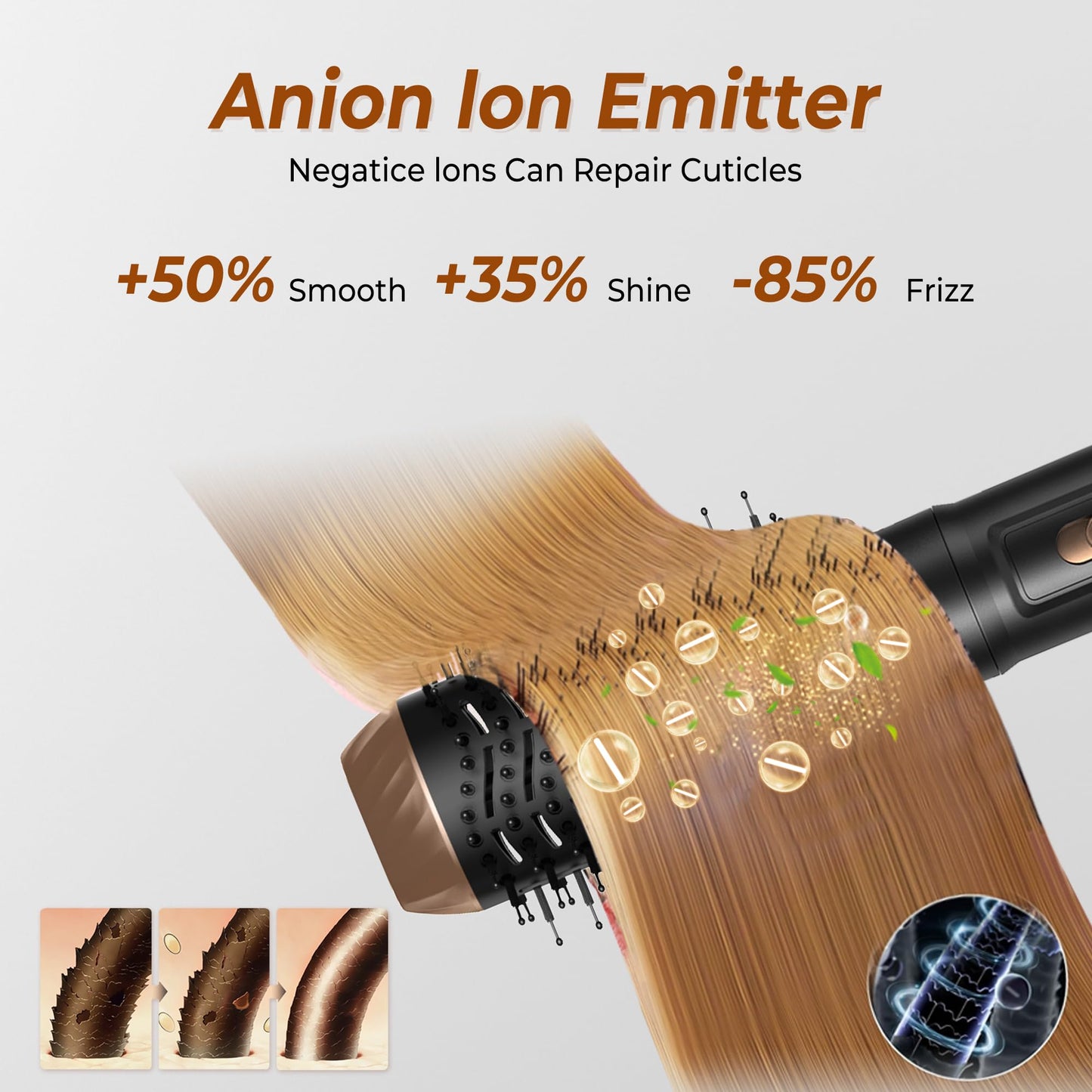 6 in 1 Hot Air Brush Set, Airstyler, with 6 attachments: 1000W Hairdryer, Round Brush Dryer Thermal Brush Airflow Curling Iron Automatic, Blow Dry Brush, Straightening Brush, Straighten, Curl, and Blow Dry Wet Hair.