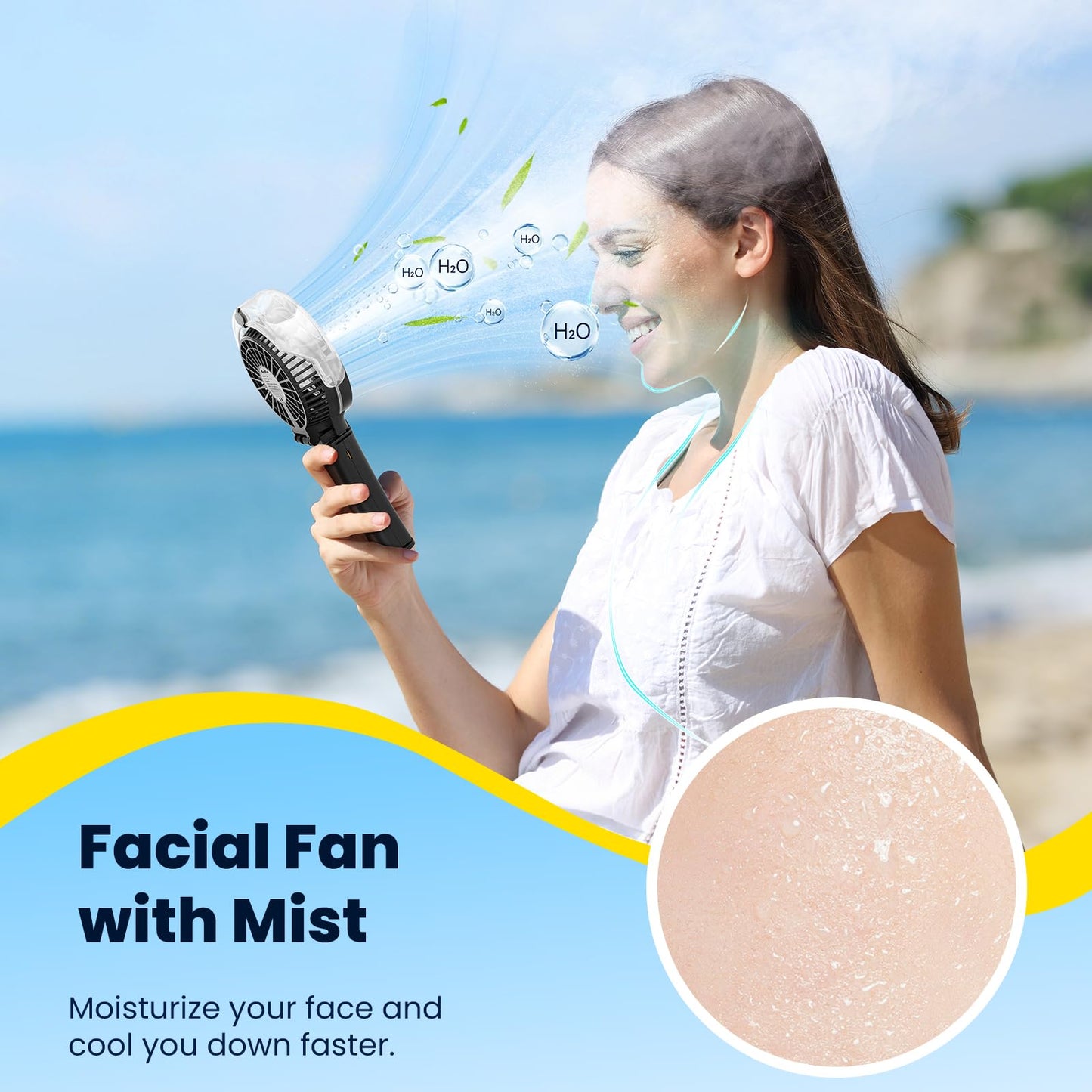 HandFan Handheld Electric Fan Desk USB Portable Fan 3 Speed Handheld Fans Fold Battery Operated for Outdoor/Playroom/Camping (Black)